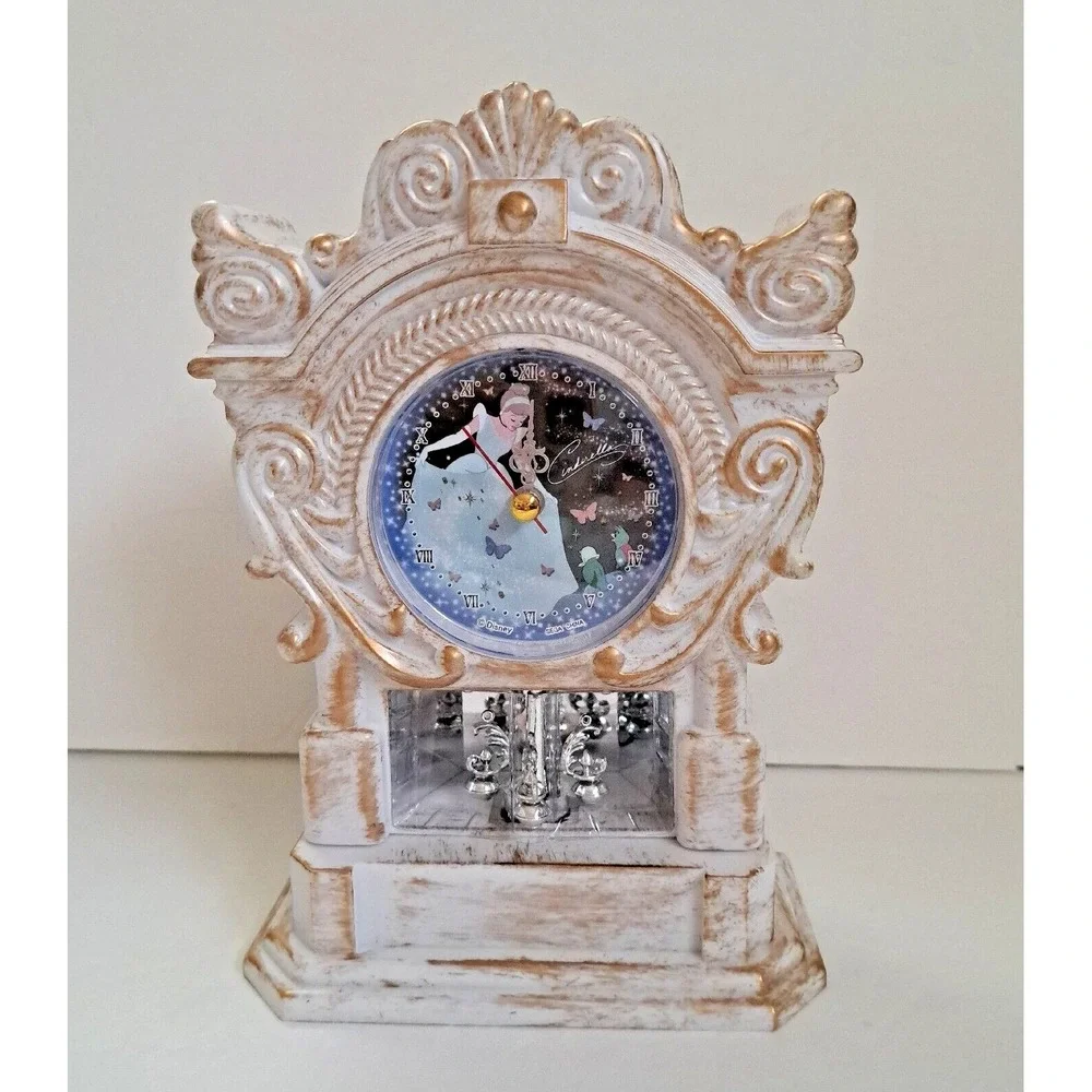 Disney Cinderella Premium White Swing Clock Battery Operated New In Original Box